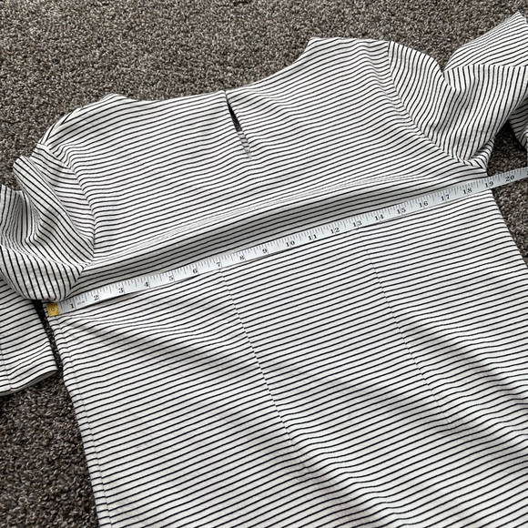 J. Crew Gray Sheath Dress with Bell Sleeves Medium size black and white cotton - Picture 13 of 15